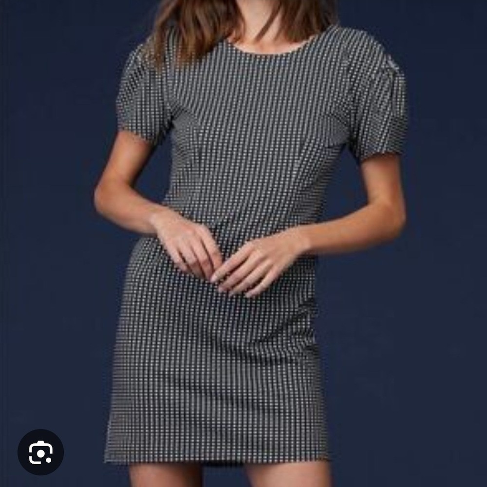 LNA Black White Gingham Puff Sleeve Mini Dress Size Medium Made in USA Cotton